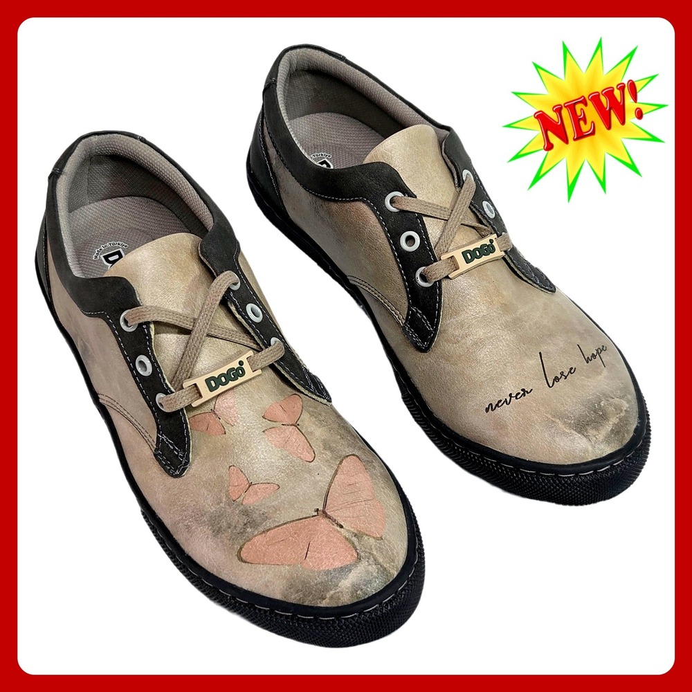 DOGO Never Lose Hope‎ Butterfly Graphic Brown Sneakers Womens US 6.5 EU 37